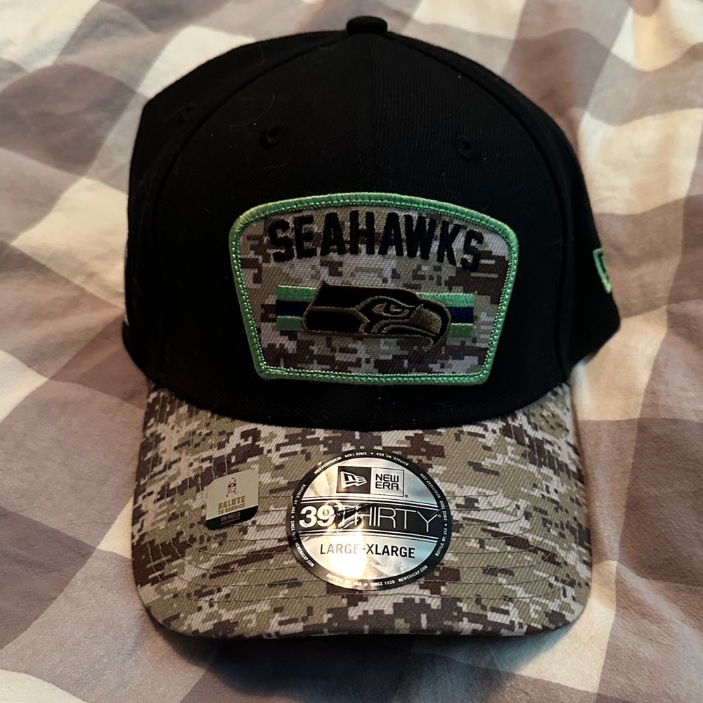 New Era Seahawks Black and Camo Cap